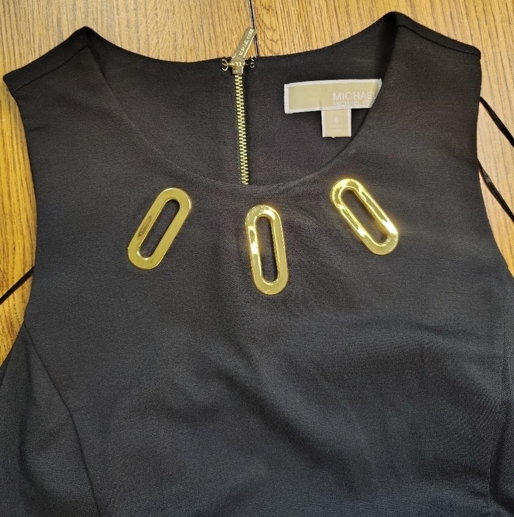 Michael Kors women's,mini dress party cocktail size 8, stretch, full zip, black. - Picture 2 of 15